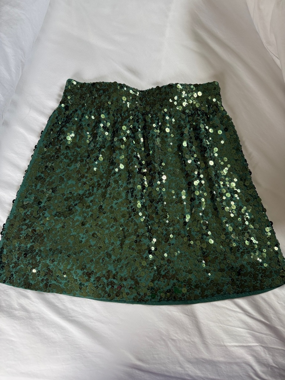 Garnet Hill Emerald Green Sequin Mini Skirt, women’s XS